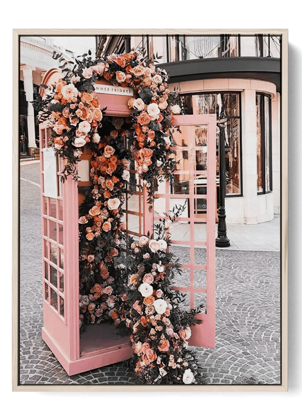 Floral Urban Art Poster - Parisian Rose Phone Booth | OakPoster.com ...