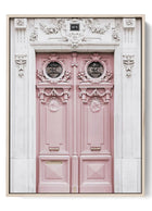 Parisian Pink Door Poster - Romantic Architectural Art