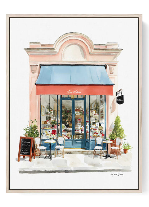Parisian café watercolor wall art French bakery