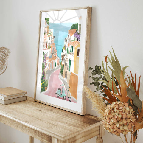 Pastel Positano travel print