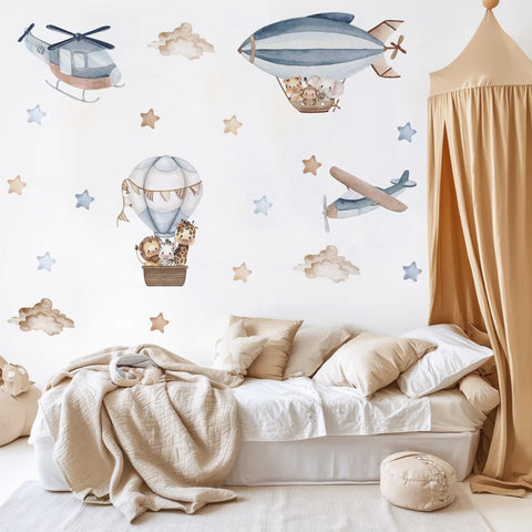 Pastel blimp wall stickers for children’s bedroom