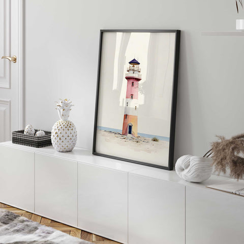 Pastel coastal lighthouse wall art print