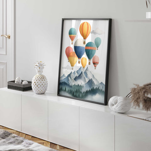 Pastel hot air balloon poster
