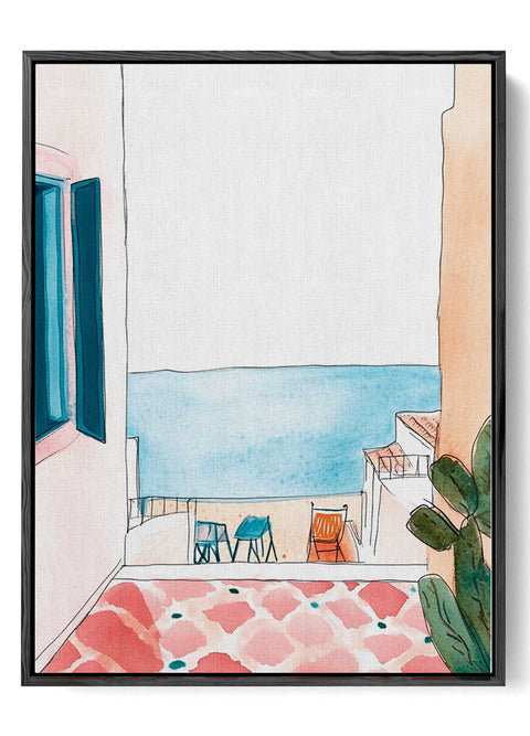 Peaceful Mediterranean sea view wall art

