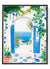 Peaceful coastal doorway with dog watercolor print