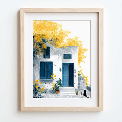 Peaceful courtyard watercolor