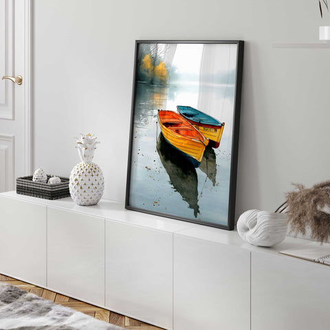 Peaceful foggy lake wall art