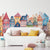 Peel-and-stick kids bedroom wall art colorful houses