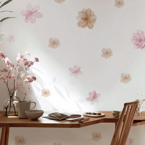 Peel and stick cherry blossoms vinyl decals, sizes 8-14cm for baby room decor