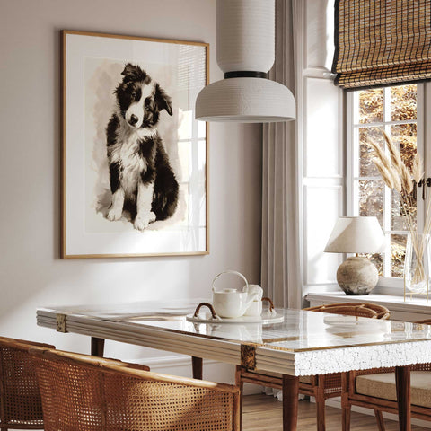 Pet portrait Border Collie watercolor