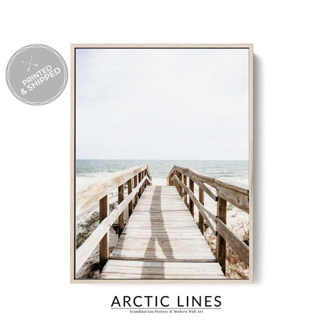 Pier stretching to sea poster print