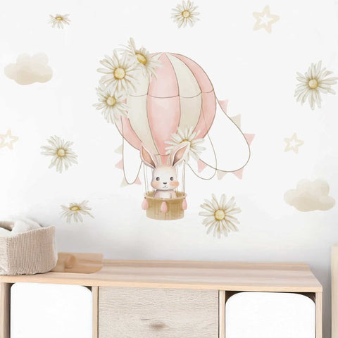 Pink Balloon Bunny Wall Sticker