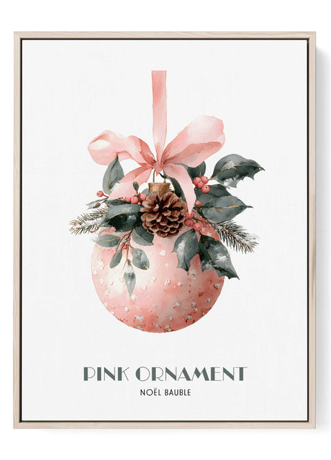 Pink Christmas ornament wall art watercolor