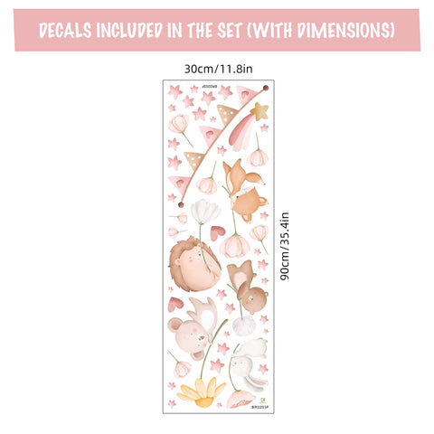 Pink Forest Friends Decals for Girls Room
