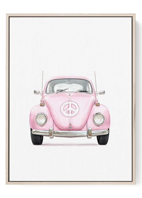 Pink VW Beetle wall art