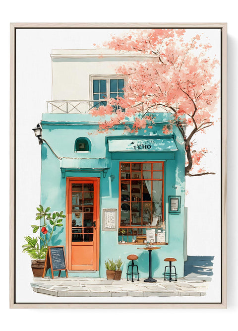 Pink blossom and café