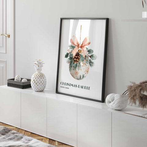 Pink bow Christmas bauble wall decor