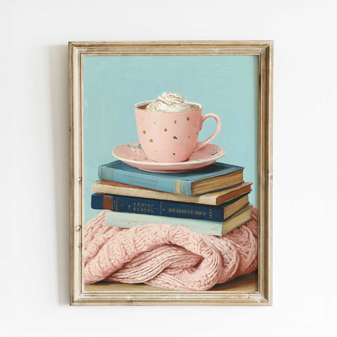Pink coffee mug aesthetic print