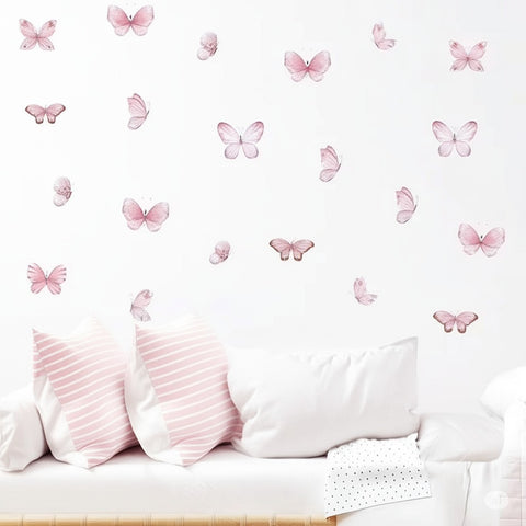 Pink watercolor butterfly decals