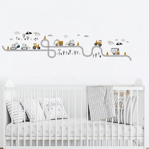 Playroom decor removable truck and tractor decals
