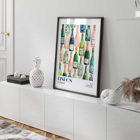 Portugal inspired bottle watercolor print