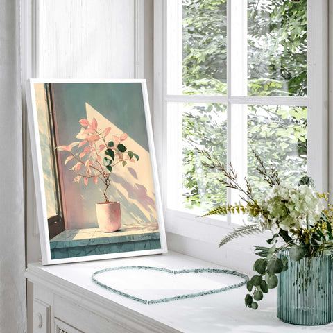 Potted plant pastel wall art print