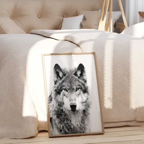 Powerful wolf portrait modern art