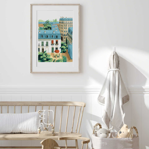 Premium European Print – Rooftop & Balcony Scene
