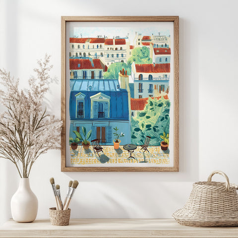 Premium French Print – Balcony & City View
