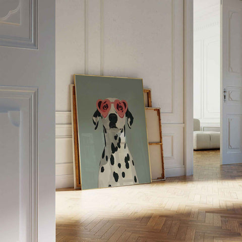 Preppy Dalmatian dog poster for trendy bedroom or office wall