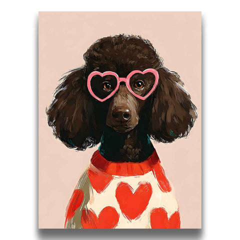 Preppy style dog portrait poster for trendy bedroom or dressing room wall decor