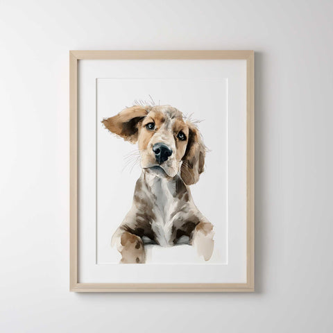 Puppy beagle dog watercolor painting