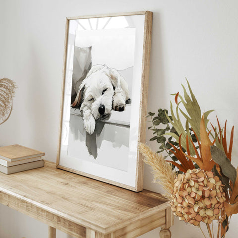 Puppy nursery wall art watercolor style