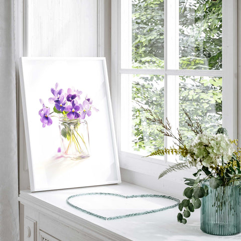 Purple pansies floral art