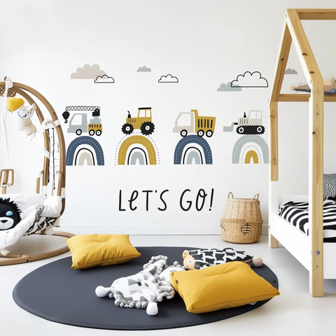 Rainbow vehicle decals for boys room

