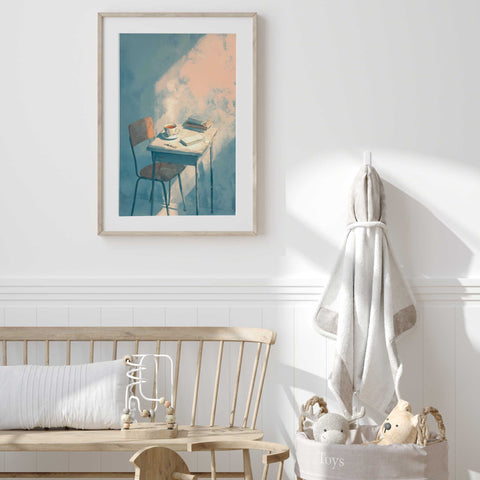 Reading nook watercolor wall art print