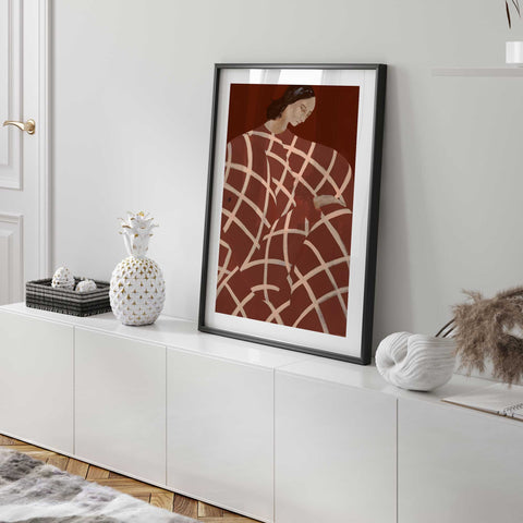 Red and cream minimalist wall art
