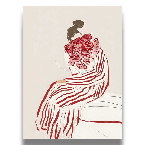 Red roses bouquet wall decor