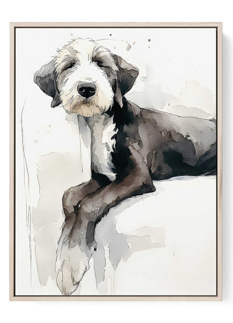 Relaxed puppy watercolor wall art print