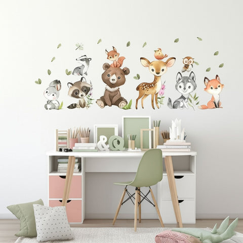 Removable cartoon animal wall art for living rooms