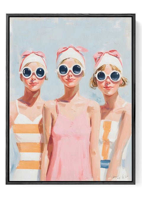 Retro pin up girls sunglasses headscarf print