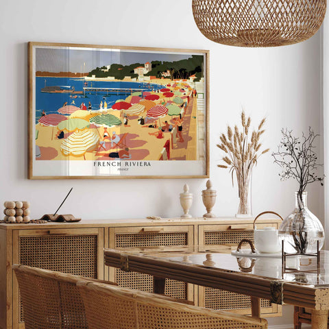 Retro summer travel poster for chic living room or coastal bedroom gallery wall