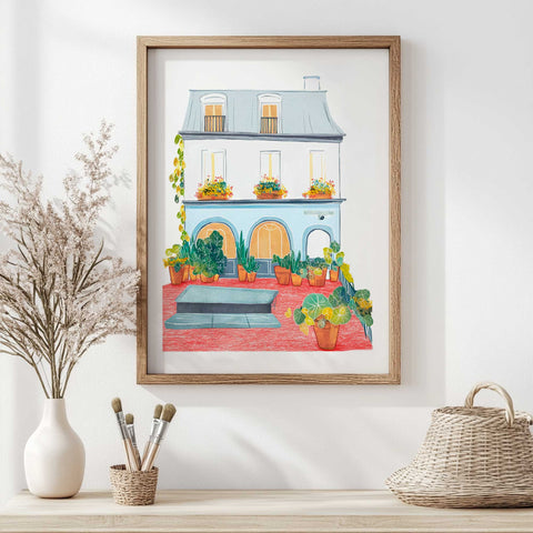 Romantic European town wall art for cozy and classic interiors

