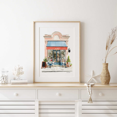 Romantic Parisian café wall art print