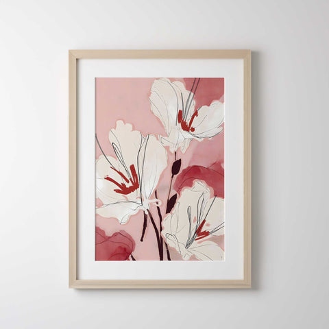 Romantic bedroom floral wall print