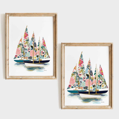 Romantic nautical wall decor poster for beach house living room or coastal nursery styling