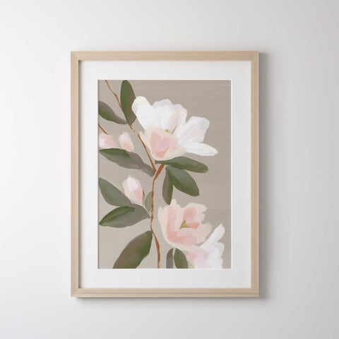 Romantic neutral floral wall art
