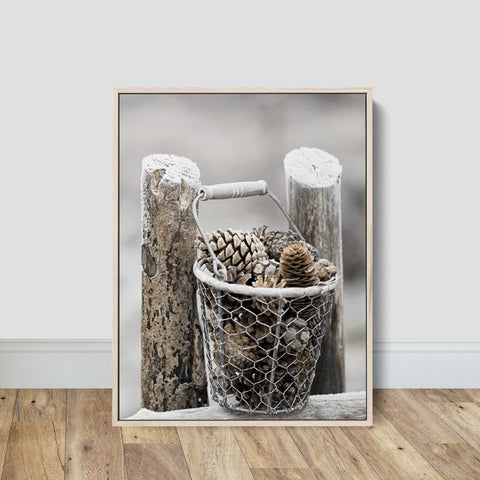 Charming Frosty Pinecones Canvas