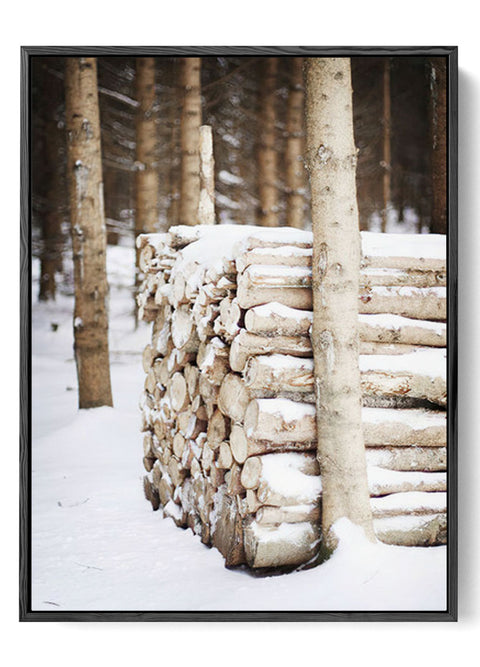Snow Covered Wood Stack Art