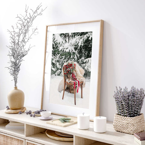 Snow Covered Chair Poster